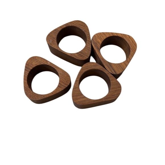 Vintage MCM Teak Triangle Napkin Holders Set of Four - Picture 2 of 4